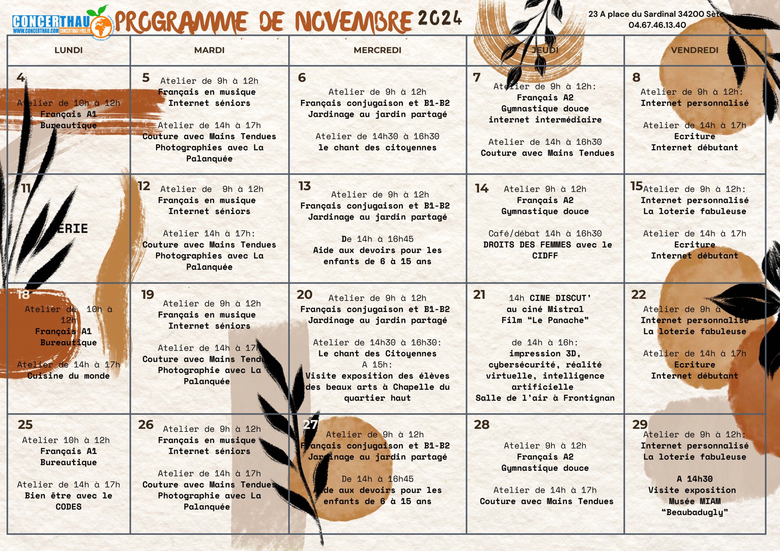 Programme de Novembre 2024