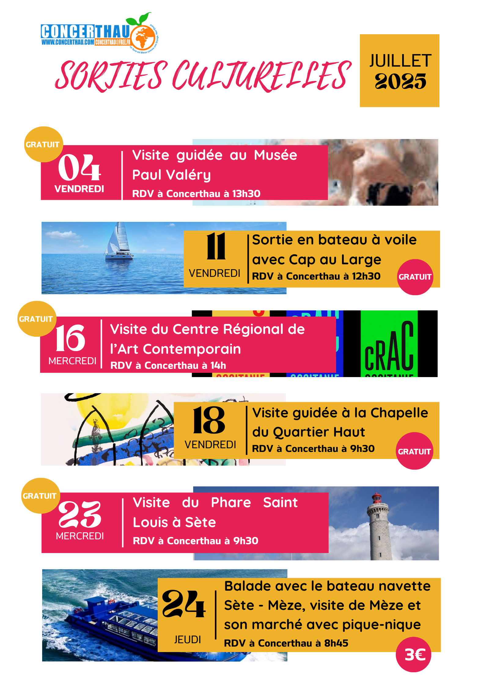 Sorties culturelles de Juillet