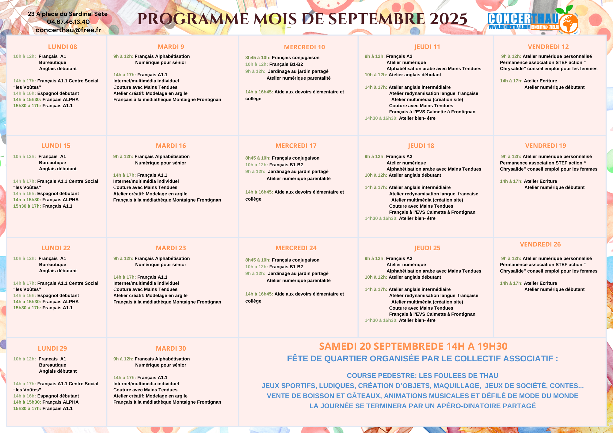 Programme de Septembre 2025