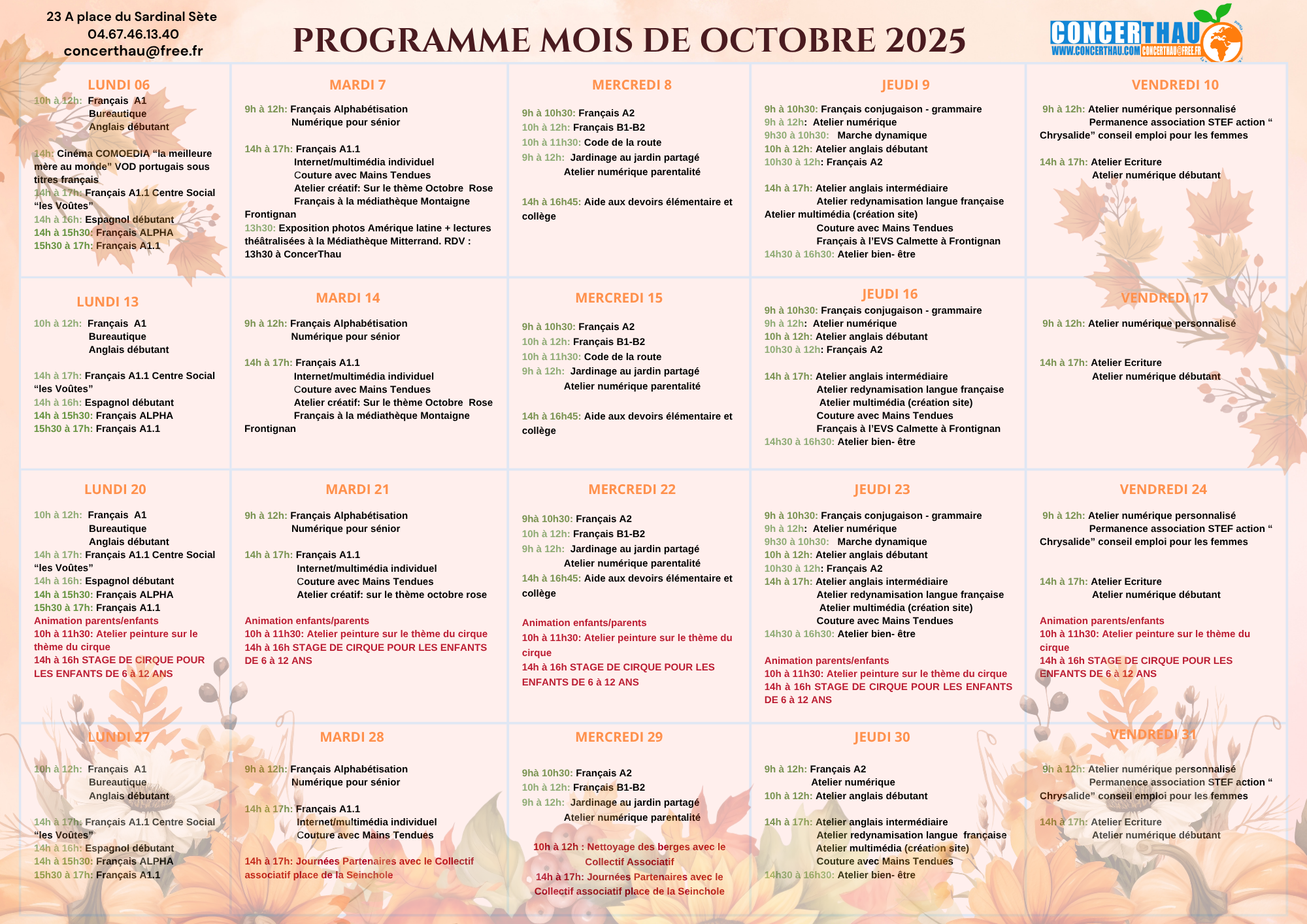 Programme octobre 2025