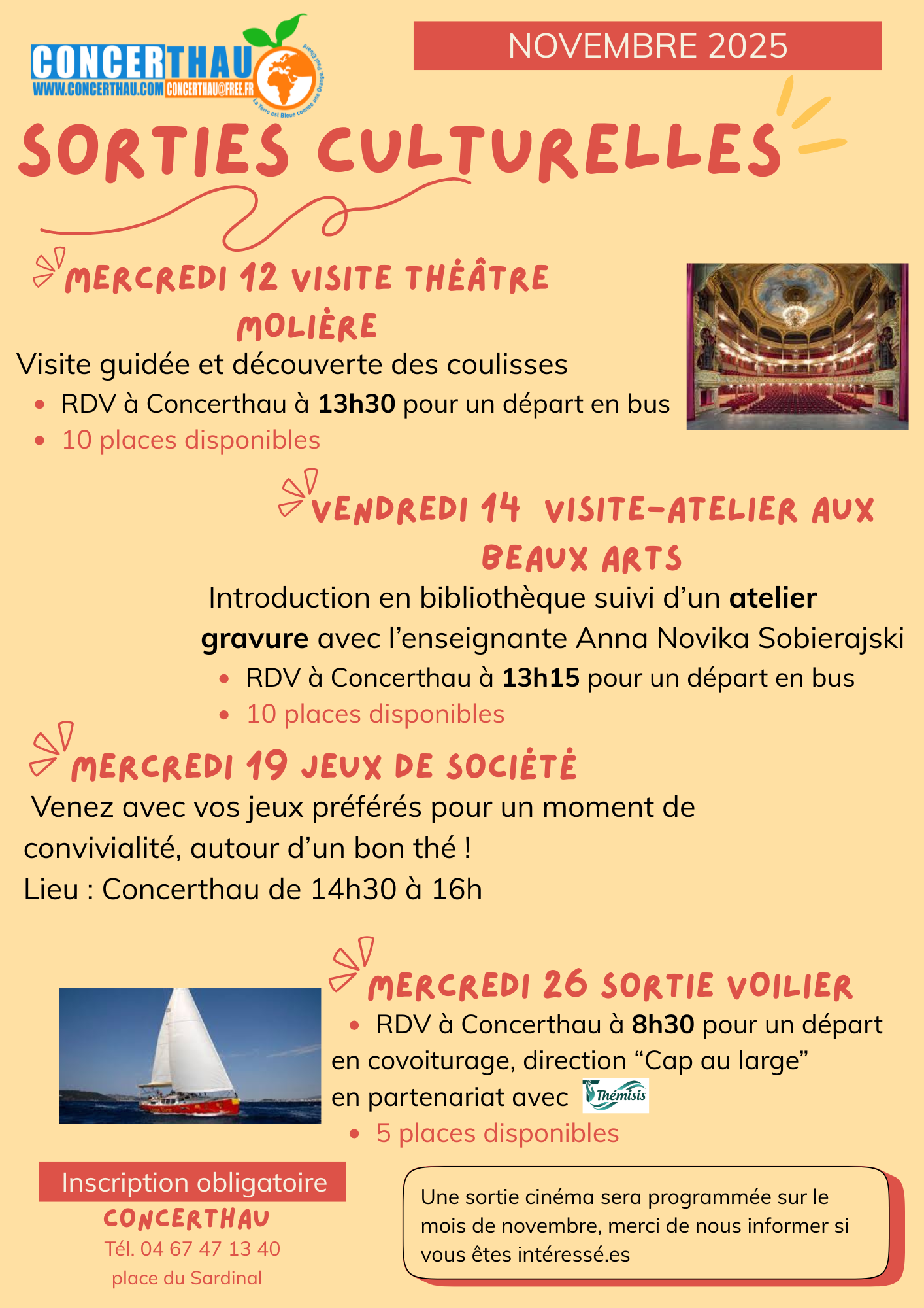 🎭 Sorties Culturelles – Novembre 2025 🌊