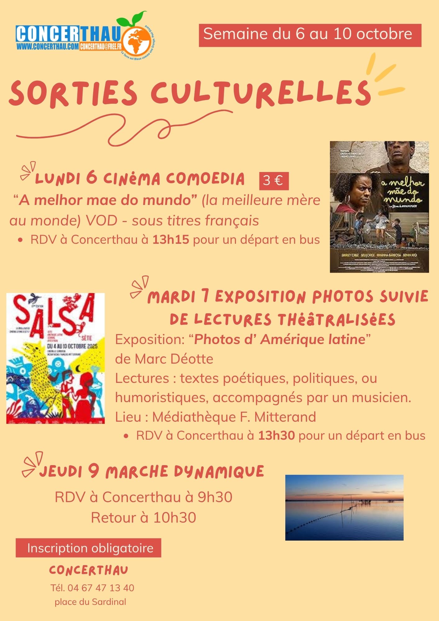 Programme des sorties culturelles – Semaine du 6 au 10 octobre