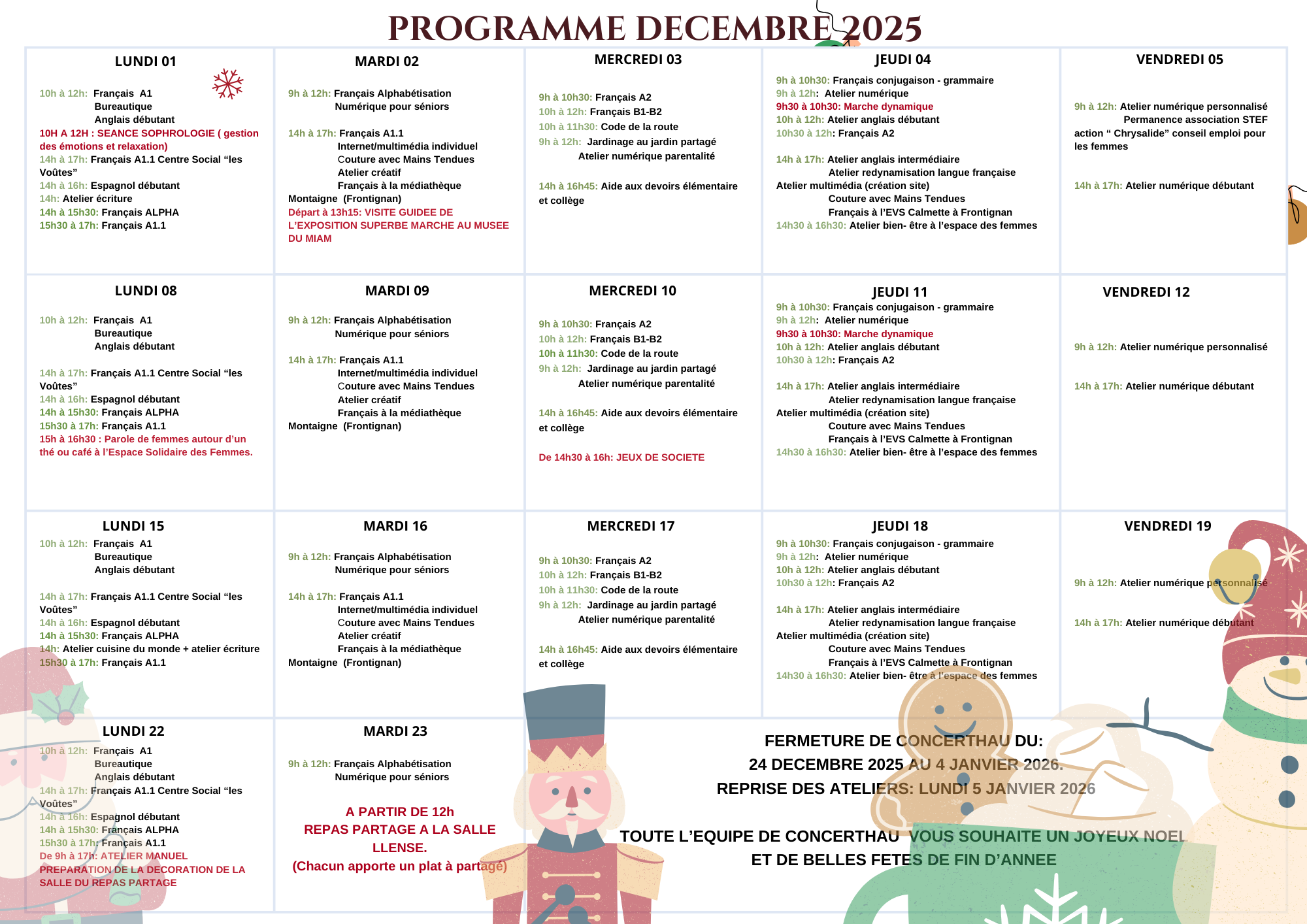 Programme décembre 2025