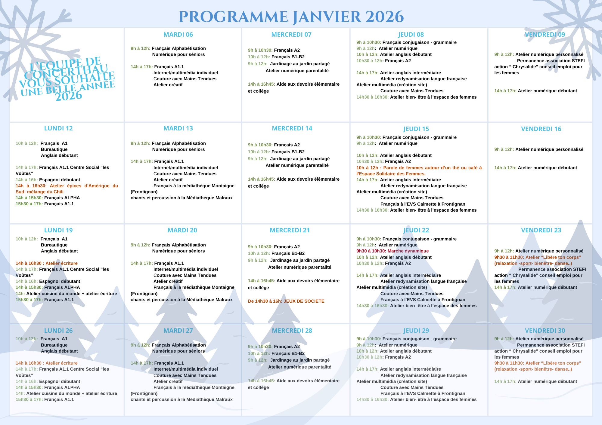 Programme Janvier 2026