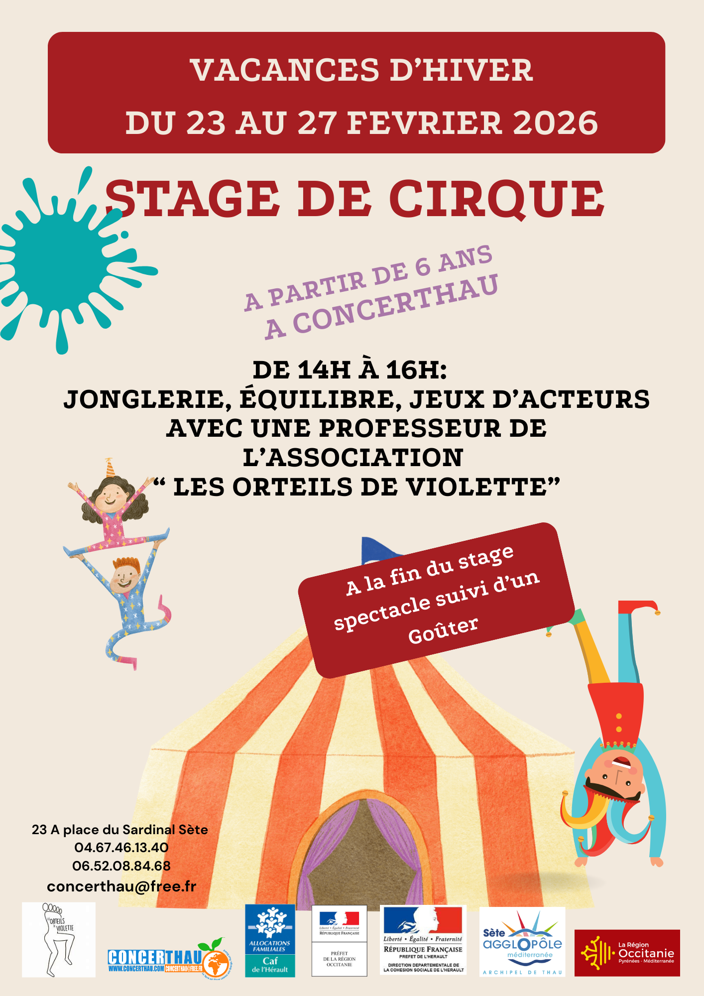 ❄️🎪 VACANCES D’HIVER 2026 : STAGE DE CIRQUE 🎪❄️