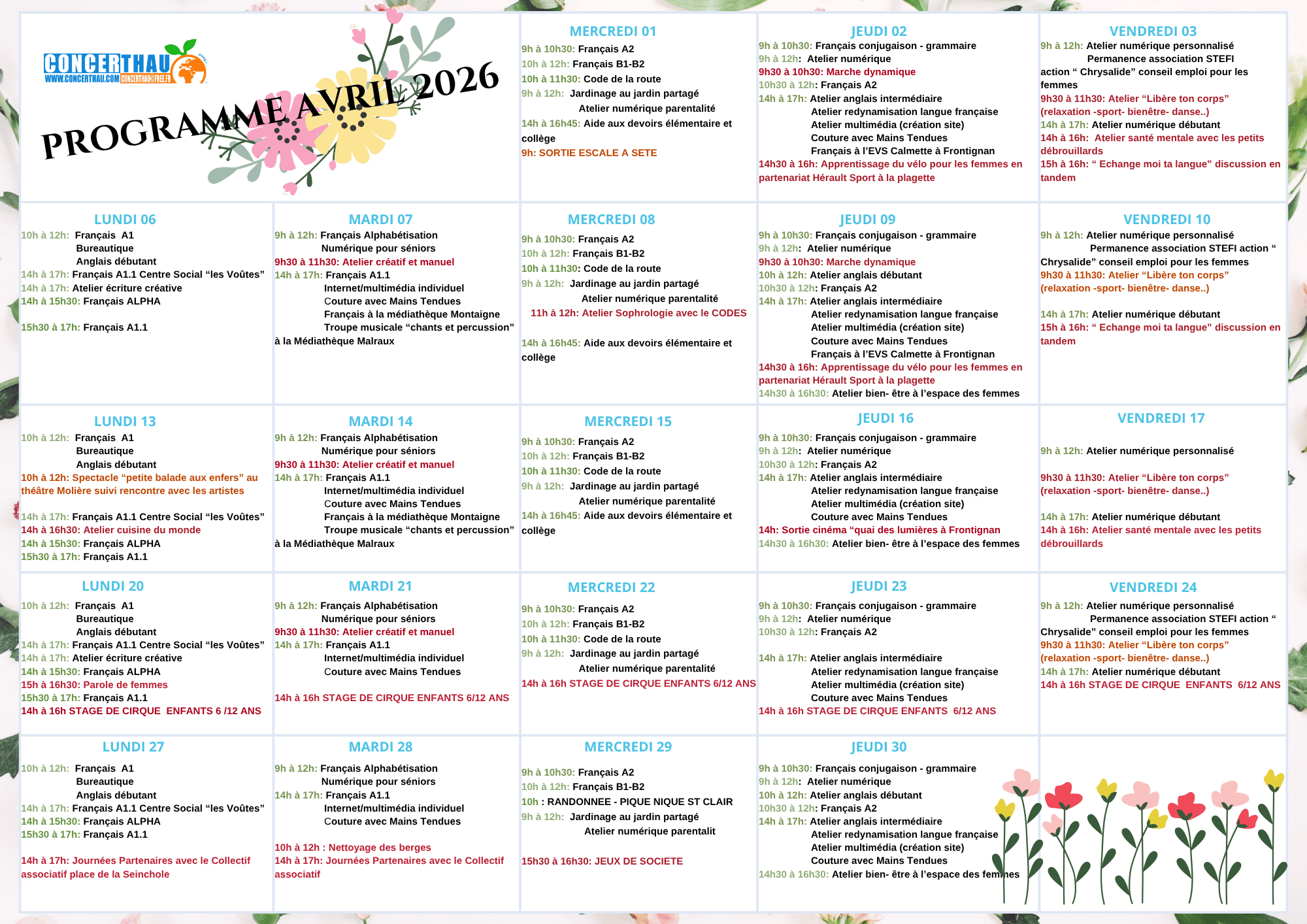 Programme Avril 2026