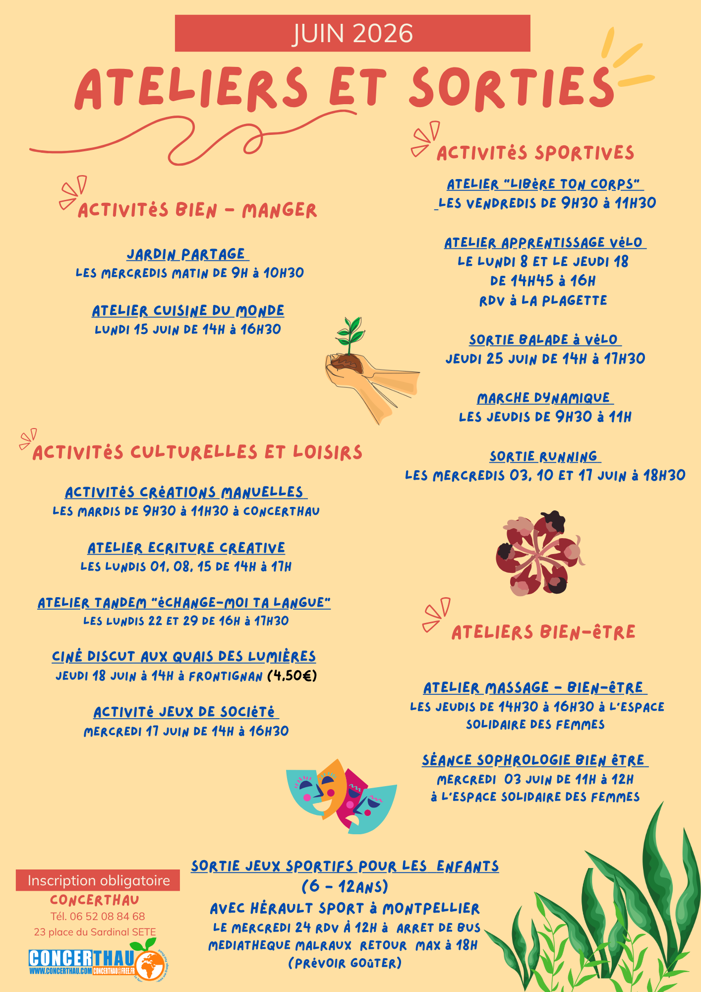 Les ateliers et sorties de juin